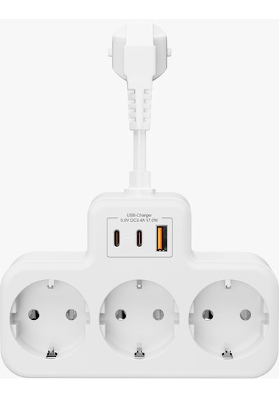 Çoklu Kablolu Priz Yüksek Gerilim Korumalı 3'lü Priz 1x Usb 2x Type-c Çıkışlı Grup Priz Çoğaltıcı 2 M