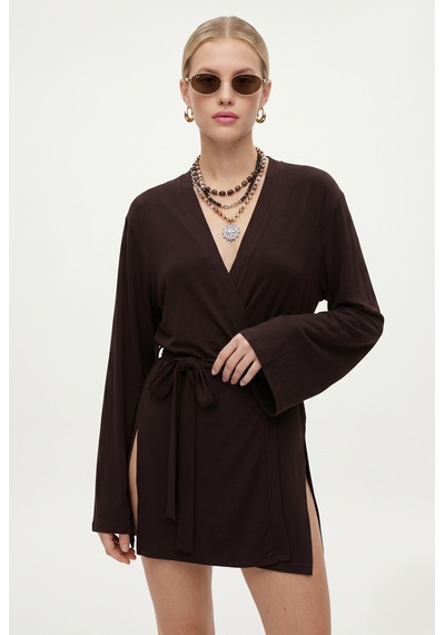 Ritnice Kadın Briana Ultra Soft Kahverengi Kimono