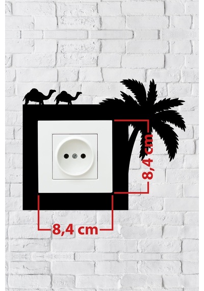 Palmiye Deve Tasarım Priz Çerçevesi İç Ölçü 8,4x8,4 Cm Dekoratif Priz Süsü Ve Anahtar Çerçevesi