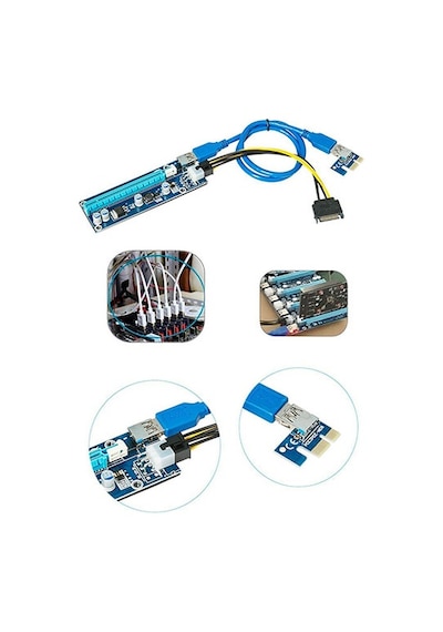 S-Lınk Pcı-E 1X To 16X Sata 6Pin Bıtcoın Riser Ekran Kartı Yüksel