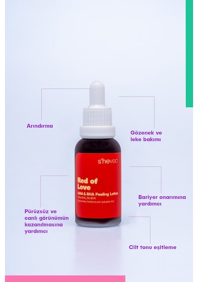 She Vec Red Of Love Bariyer Onarımı ve Güçlü Koruma Sağlayan Resurfacing Peeling Losyon 30 ML