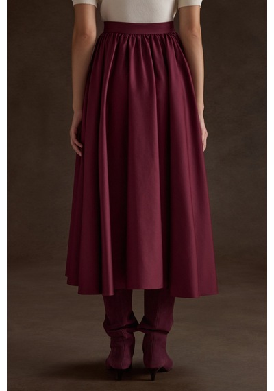 Aker Bordo Büzgülü Kloş Cotton Etek Bordo Bordo