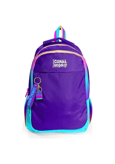 Coral High Kids Rainbow Fermuarlı Mor Üç Bölmeli Okul Sırt Çantası 23662
