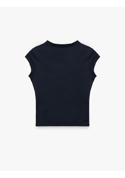 Koton Kısa Kollu Bisiklet Yaka Slim Fit Spor Tişört Lacivert 7wak10112nk