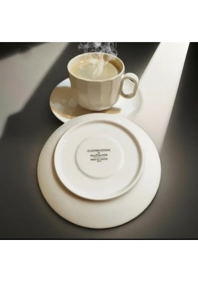 Ayrex Kütahya Porselen Bevel 190 Cc/ml 6 Kişilik Çay Duble Türk Kahve Fincan Takımı 12 Parça Cappuccino Latte Moc Diğer