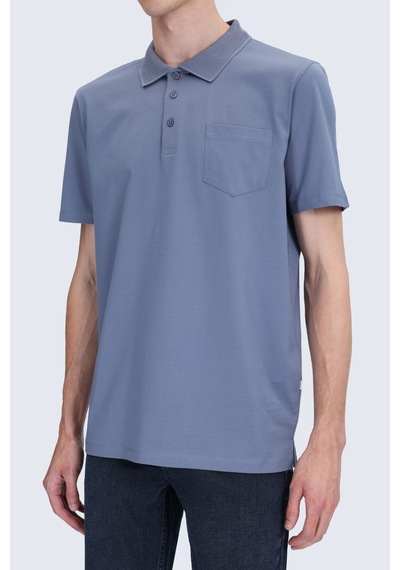 Hatemoğlu İndigo Regular Fit 100% Pamuk Polo Yaka Merserize Tişört Indigo