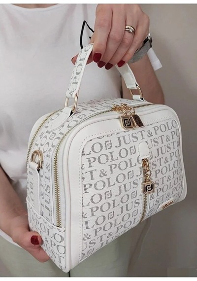 Just Polo Kadın Ayarlanabilir Askılı Günlük Lüks El & Omuz Çantası Ve Cüzdanı Kombin Shopper Beyaz