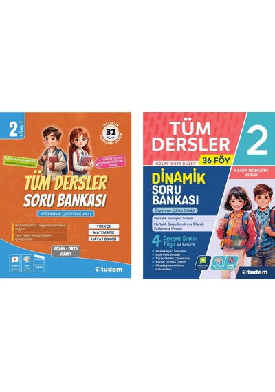 Tudem Yayınları 2. Sınıf Tüm Dersler Soru Bankası Seti 2 Kitap