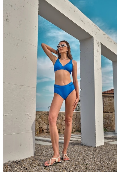 Too Salty Swimwear Kadın Tül Detaylı Toparlayıcı Yüksek Bel Bikini Takımı 24s100st Saks