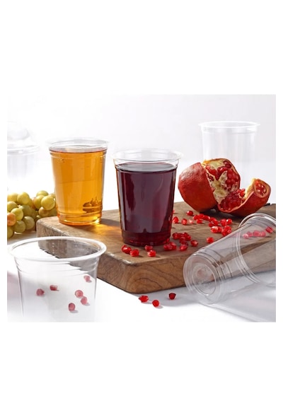 Plastik Şeffaf Bardak 95x400cc 14 Oz Bardak +bombe Kapak 300'lü