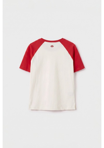 Ekru-fiesta Standart Fit Reglan Kollu Kız Çocuk T-shirt - 75180 Ekru/fiesta