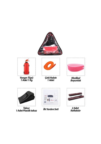 Krt-1097 Yangın Tüpü 1kg 2'li Set 3 Gen Çanta 6 Adet + 17 Adet 2 Adet Reflektör