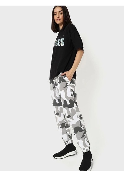 Modi Baskılı Oversize T-shirt - Siyah - Mymg146036