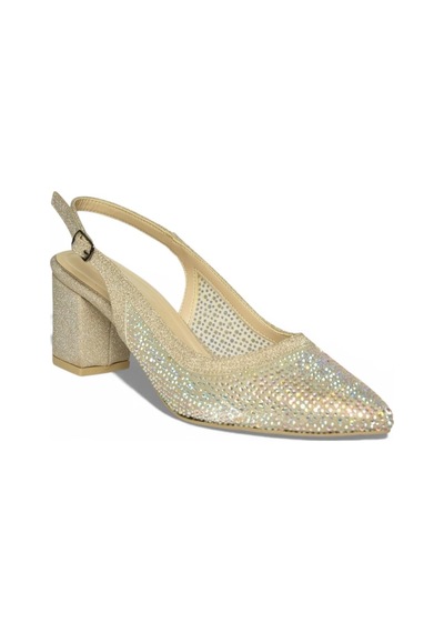 Fox Shoes Y820403014 Altın Sim Kalın Topuklu Kadın Abiye Ayakkabı Altın
