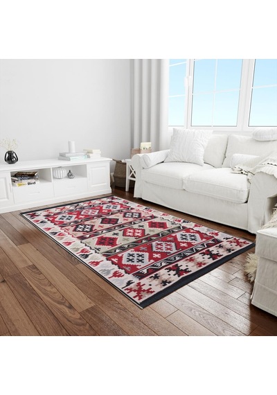 Bigghome Çift Taraflı Kilim, Makinede Yıkanabilir, Modern Desenli, 80 150 Cm, Sa1590a