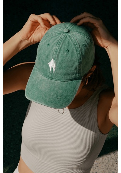 Woneagle Unisex Eskitilmiş Deniz Yeşili Minimalist Nakışlı Vintage Şapka Dad Hat Kep Yeşil Yeşil