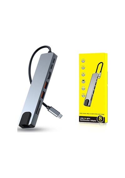 8in1 Type C To Hdmı 4k 2xusb Pd Hızlı Şarj Destekli Sd/tf Kart Ok