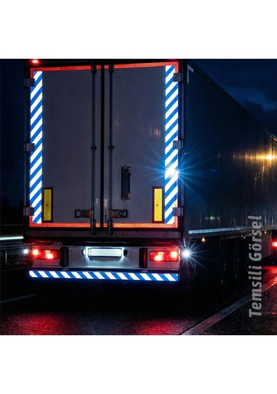 Reflektörlü Bant 5cm X 1m Mavi Beyaz Gece Görünürlüğü Artıran Güçlü Yapışkanlı Güvenlik Uyarı Şeridi