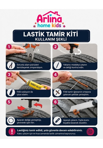 Araç Motosiklet Lastik Tamir Seti +10 Adet Fitilli