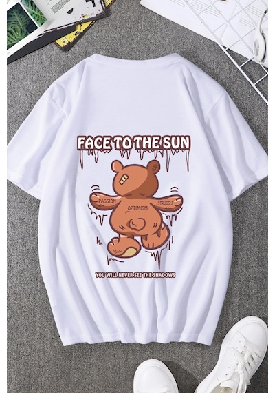 Unisex The Sun Tasarım Tshirt Beyaz