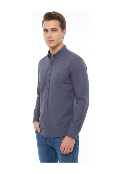 Artı Erkek Spor Slim Fit Uzun Kol Likralı Gömlek Bgl-st05465 Füme