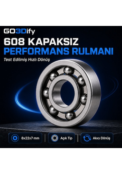 608 Kapaksız Hızlı Dönen Performans Rulmanı 8x22x7 Mm Spinner Ball Ve Hobi Uyumlu 20 Adet Adet / 20 Adet
