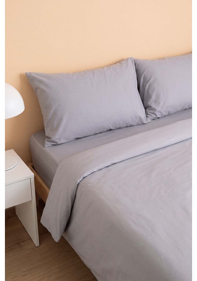 Soft Gri %100 Pamuklu Ranforce Çift Kişilik Nevresim Takımı 4 Parça