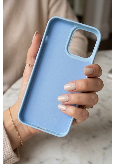 Iphone 16 Pro Max Uyumlu Kılıf Logolu Lansman Soft Yumuşak Içi Kadife Silikon Kapak Yeşil Baby Blue