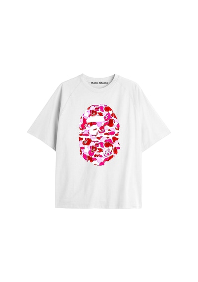 Kalic Studio Bappe Maymun Oversize T-shirt Beyaz Çok Renkli
