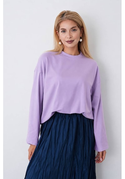 Herkesemoda Kadın Tesettüre Uygun Uzun Kollu Lila Body Lila