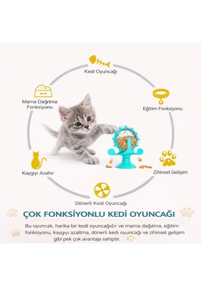 Triline Akıllı Kedi Oyuncağı Mama Dağıtıcı Zeka Geliştirici İnteraktif Yavaş Besleme Özellikli