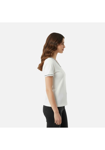 Ekru Fila Kadın T-shirt Portello Slim V-neck Faw1166.10010 Ekru