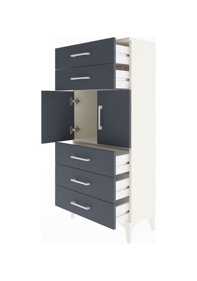 Arges Dolap Tek Raflı 5 Çekmeceli 2 Kapaklı 60x30x134 Aytaşı-... Aytaşı