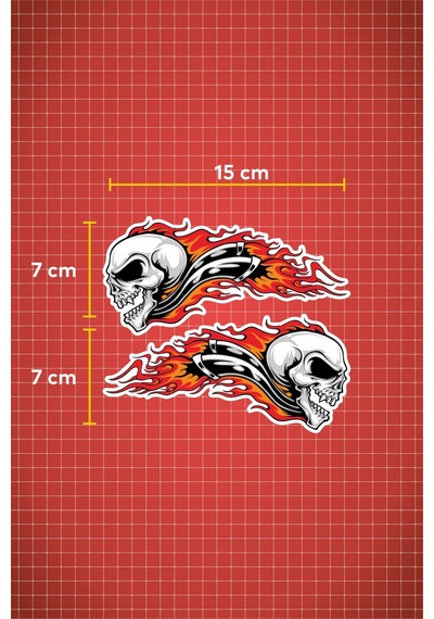15 X 7 Cm Alevli Kuru Kafa Sticker Motor Araba Kask Laptop Sticker
