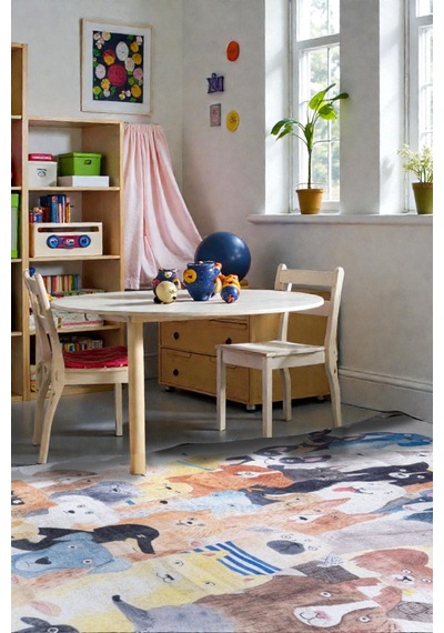 Renkli Köpek Desenli Kilim Pet Dostu Dekoratif Tasarım Çocuk & Oyun Odası Çok Renkli Çok Renkli