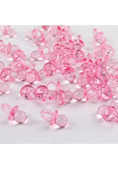 Akrilik Mini Pembe Emzik Konsept, Hediyelik Süsleme Bebek Şekeri 25 Adet Pembe