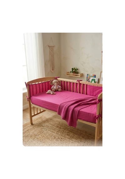 70x140 - %100 Pamuk Organik Bebek Fuşya Penbe Lastikli Çarşaf-yumuşak Antialerjik Pembe - 871126336