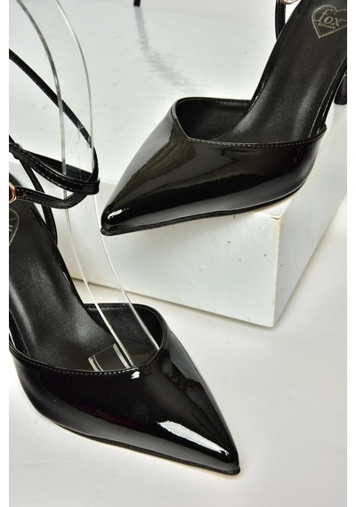 Fox Shoes U654078108 Siyah Rugan İnce Topuklu Kadın Ayakkabı Siyah