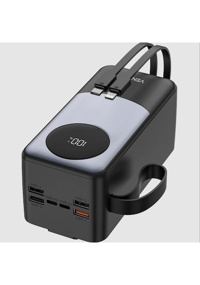 Venandin Opulix Pwb50a1 50.000 Mah Led Göstergeli 22.5w Hızlı Kendinden Kablolu Powerbank Siyah