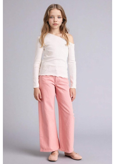 Defacto Wıde Leg Gabardin Pantolon Kız Çocuk G7744a826sppn111 Pembe-pn111