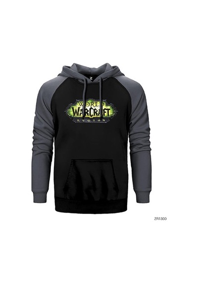 World Of Warcraft Legion Logo Kırmızı Renk Reglan Kol Sweatshirt / Hoodie