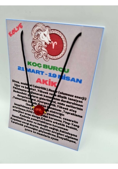Sertifikalı Koç Burcu Turuncu Akik Taşı Doğal Taş Kolye Çok REnkli