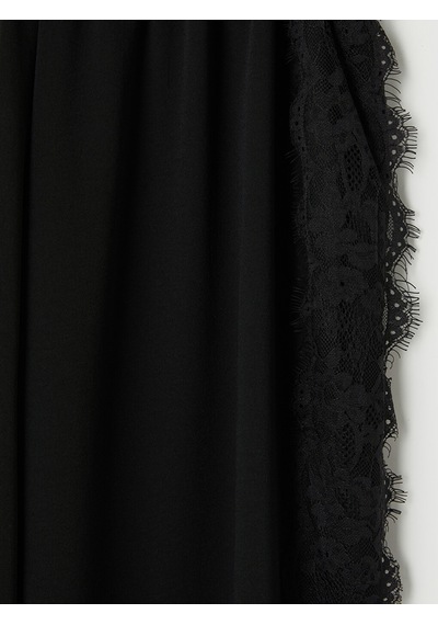 Lcw Grace Siyah Beli Lastikli Dantel Detaylı Kadın Pantolon