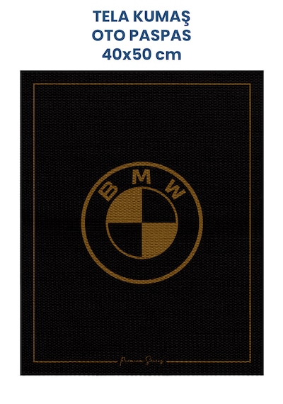 Tela Kumaş Suya Dayanıklı 40x50cm Bmw 50 Adet Oto Paspas Siyah Altın Rengi Baskı Kağıt Değil