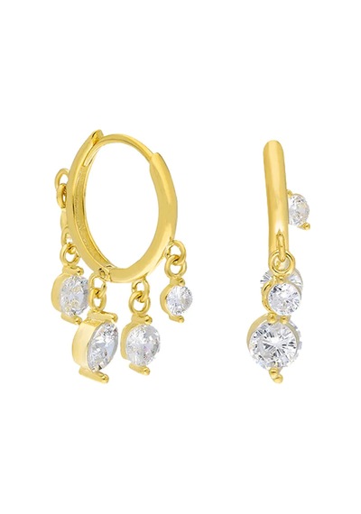 Zirkon Taşlı Halka Küpe 718896 Gold Gümüş
