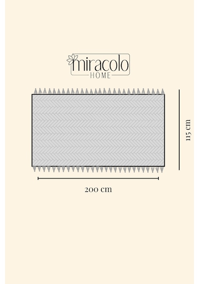 Miracolo Home Ekru Pamuklu Koltuk Örtüsü 115x200 Önden Saçaklı Çizgili Desenli