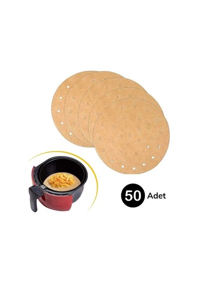 50 Adet Air Fryer Pişirme Kağıdı Tek Kullanımlık Gıda Pişirme Kağıdı Delikli Yuvarlak Model Bx40