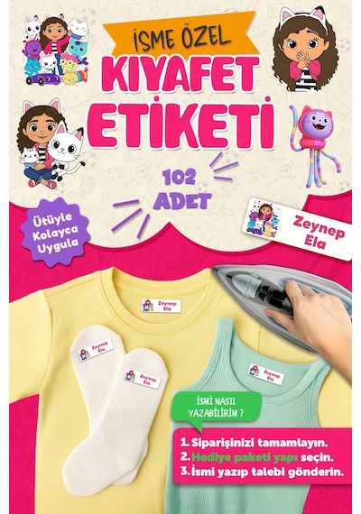 Kıyafet Etiketi - Okul Kıyafetlerine Kişiye Özel 30 Saniyede Kolay Uygulama Yıkanabilir -gabby Çok Renkli