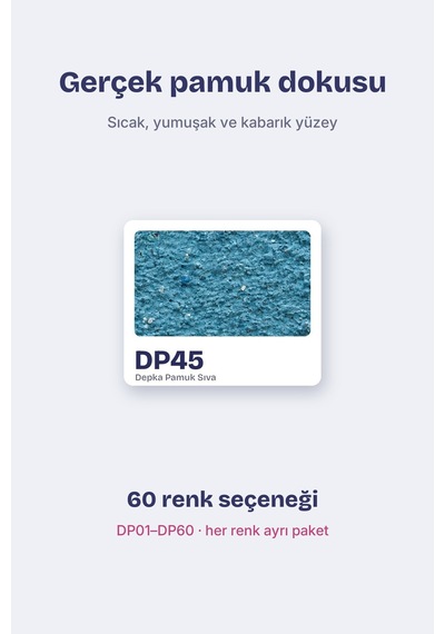 Depka Pamuk Sıva Dp45 2 Kg 7-8 M² İpek Sıva Alternatifi Isı Ve Ses Yalıtımlı Dekoratif Sıva