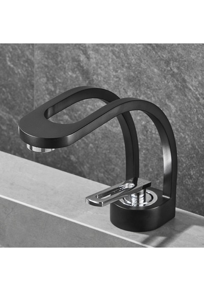 Şelale Banyo Lavabo Bataryası Mat Krom - Siyah